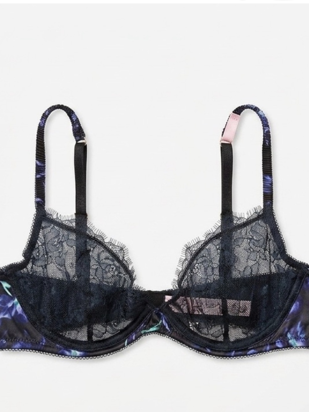 34B Sheer Lace Floral Underwire
Bra.